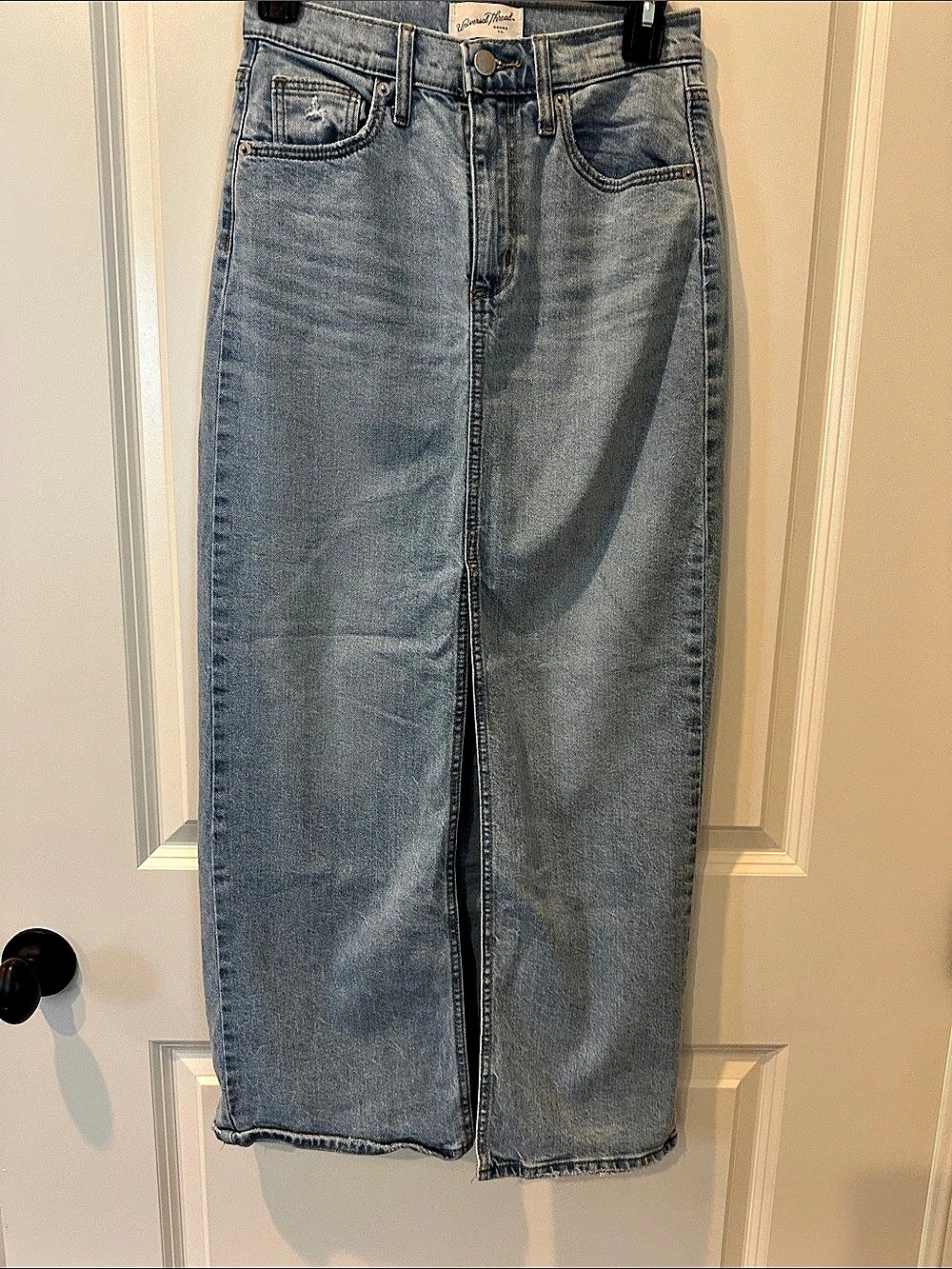 Universal Thread High-Rise Front Slit Denim Midi Skirt Blue Size 0